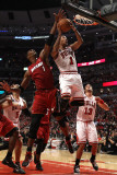Miami Heat v Chicago Bulls - Game Two, Chicago, IL - MAY 18: Derrick Rose and Chris Bosh Photographic Print