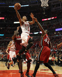 Miami Heat v Chicago Bulls - Game Two, Chicago, IL - MAY 18: Derrick Rose and Udonis Haslem