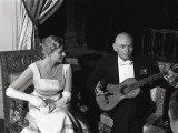 Ingrid Bergman with Yul Brynner during the shooting of the movie 'Anastasia' in London