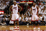 Chicago Bulls v Miami Heat - Game Three, Miami, FL - MAY 22: LeBron James and Dwyane Wade