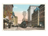 Locomotive going through Syracuse, New York