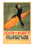 Sailor Riding Torpedo, Navy Poster