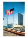 American Flag and United Nations Buildings, New York City