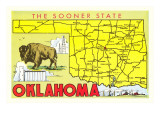 Buy The Sooner State, Oklahoma, Map at AllPosters.com