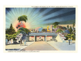 Subway Entrance, Great Lakes Exposition at Night, Showing the Aurora Borealis, Cleveland, Ohio