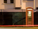 Buy Night Shot of Uk Phonebox with Light Trails from Passing Car at AllPosters.com