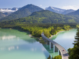 Road Bridge over Lake, Sylvenstein Lake and Bridge Bavarian Alps Bavaria Germany
