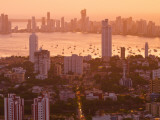 Colombia, Bolivar, Cartagena De Indias, View of Cartagena Skyline at Sunset