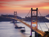 Tsing Ma Bridge at Dusk, Tsing Yi, Hong Kong, China