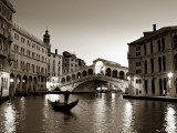 Gondola by the Rialto Bridge, Grand Canal, Venice, Italy
