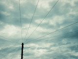 Black and White Telegraph Pole and Wires
