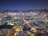 City Skyline of Kowloon and Hong Kong Island from Lion Rock, Hong Kong, China