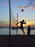 People Playing Volley Ball on White Beach at Sunset, Boracay, Philippines