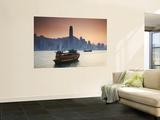 Hong Kong Island Skyline and Tourist Boat Victoria Harbour, Hong Kong, China