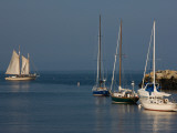 Appledore III Sailing Ship in the Sea, Rockport Harbor, Rockport, Cape Ann, Massachusetts, USA