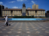 Statue of Jomo Kenyatta with a Courthouse in the Background, Nairobi Law Courts, Nairobi, Kenya