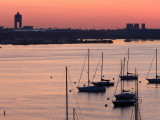 Boats in the Sea, Logan International Airport, Boston Harbor, Boston, Massachusetts, USA