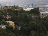 Houses on a Hill at Dawn, Mulholland Drive, Hollywood Hills, Los Angeles County, California, USA
