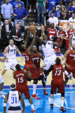 Miami Heat v Dallas Mavericks - Game Three, Dallas, TX -June 5: Ian Mahinmi, Udonis Haslem, LeBron 