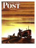 Buy "Tractors at Sunset," Saturday Evening Post Cover, October 3, 1942 at AllPosters.com