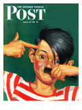 Buy "Boy Mimicking Hitler," Saturday Evening Post Cover, January 23, 1943 at AllPosters.com