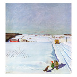 "Waiting for School Bus in Snow," February 1, 1947