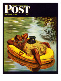 Buy "Native in Army Raft," Saturday Evening Post Cover, December 1, 1945 at AllPosters.com