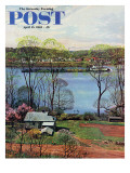 Buy "Ohio River in April," Saturday Evening Post Cover, April 15, 1961 at AllPosters.com