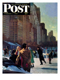 Buy "Skaters in Central Park," Saturday Evening Post Cover, February 7, 1948 at AllPosters.com