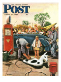 Buy "Inflating Beach Toy," Saturday Evening Post Cover, August 20, 1949 at AllPosters.com