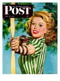 Buy "Woman Archer," Saturday Evening Post Cover, July 22, 1944 at AllPosters.com