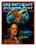 Buy "Franklin and the Space Shuttle," Saturday Evening Post Cover, July 1, 1973 at AllPosters.com