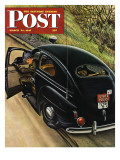 Buy "Policeman with Flat Tire," Saturday Evening Post Cover, March 24, 1945 at AllPosters.com