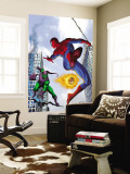Spider-Man and Green Goblin Fighting in the City; Throwing Flaming Pumpkin