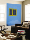 Yellow Window on Blue Wall