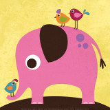 Elephant with Birds
