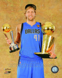 Dirk Nowitzki with the 2011 NBA Championship & MVP Trophies Game 6 of the 2011 NBA Finals