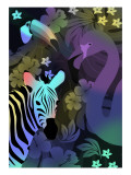 Zebra and Birds in the Night