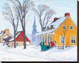 Winter Morning in Baie-St-Paul Stretched Canvas Print