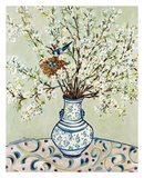 Blue and White Vase with Bird