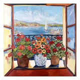 Flowers and Seascape Art Print