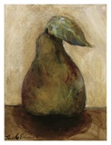Green Pear on Beige Art Print