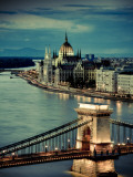 Hungary, Budapest, Parliament Buildings, Chain Bridge and River Danube