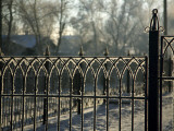 Russia; Siberia; Irkutsk; Frost on an Iron Gate Early Morning
