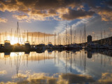 Australia, Tasmania, Hobart; Sunrise over Sandy Bay Marina