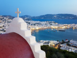 Elevated View over the Harbour and Old Town, Mykonos (Hora), Cyclades Islands, Greece, Europe