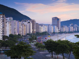 Brazil, Rio De Janeiro, Copacabana, Traffic Along Avenue Atlantica at Dawn