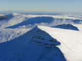 Uk, Wales, Brecon Beacons National Park, Pen Y Fan Mountain Snow Covered in Winter