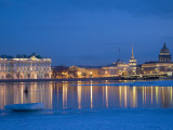 Russia, St;Petersburg; the Partly Frozen Neva River in Winter, with the Winter Palace