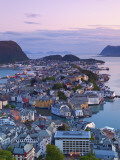 Elevated View over Alesund at Dusk, Sunnmore, More Og Romsdal, Norway
